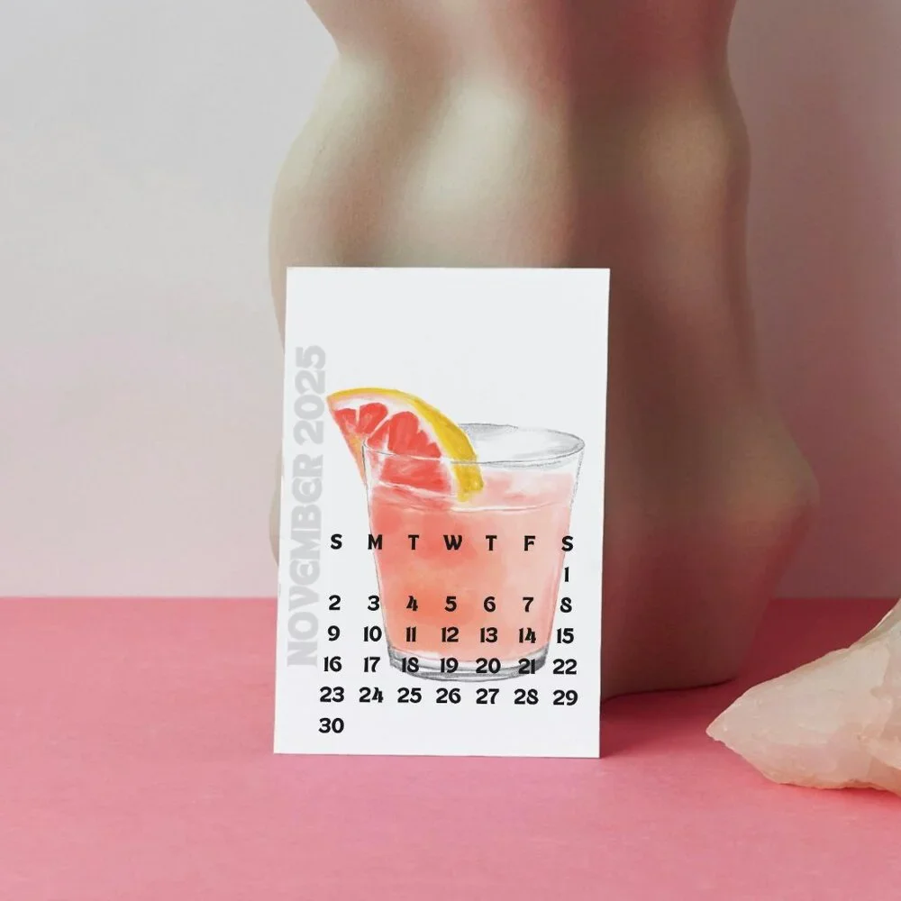NEW 2025 Cocktails Delight Desk Calendar Print Cards - Calendar Card Refills